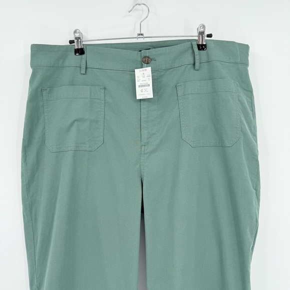 J. Crew Lizzie Linen Cotton High-rise Patch-pocket Wide Leg Pant Green Size 35 - Picture 14 of 15